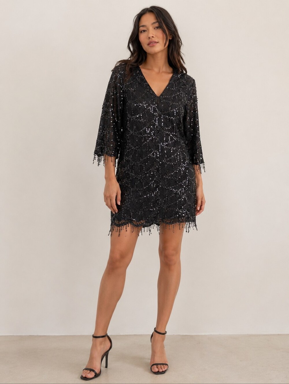 Zara Black Sequin Beaded Cocktail Dress Size Medium Glam Party Dress Evening Dre